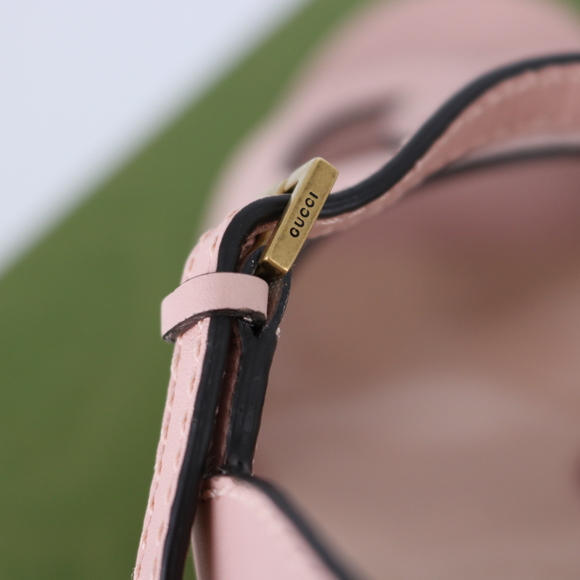 Gucci 37.5 Interlocking GG 110mm Logo Nude Pink Sandals Heels E798 - Picture 3 of 15